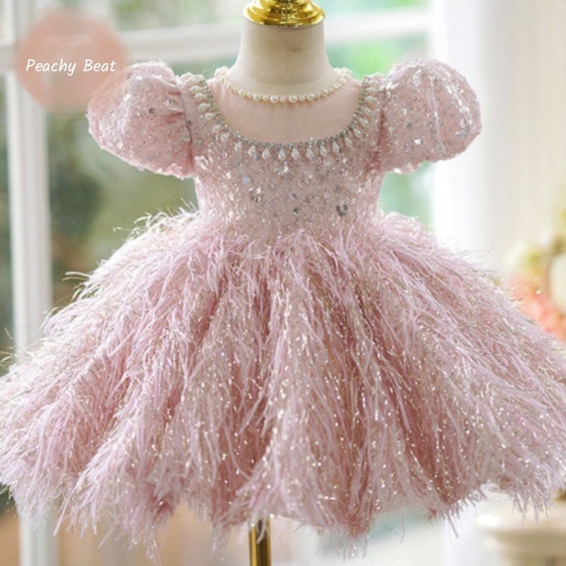 Baby Z Clothing - Gaun payet bulu bayi perempuan, pakaian