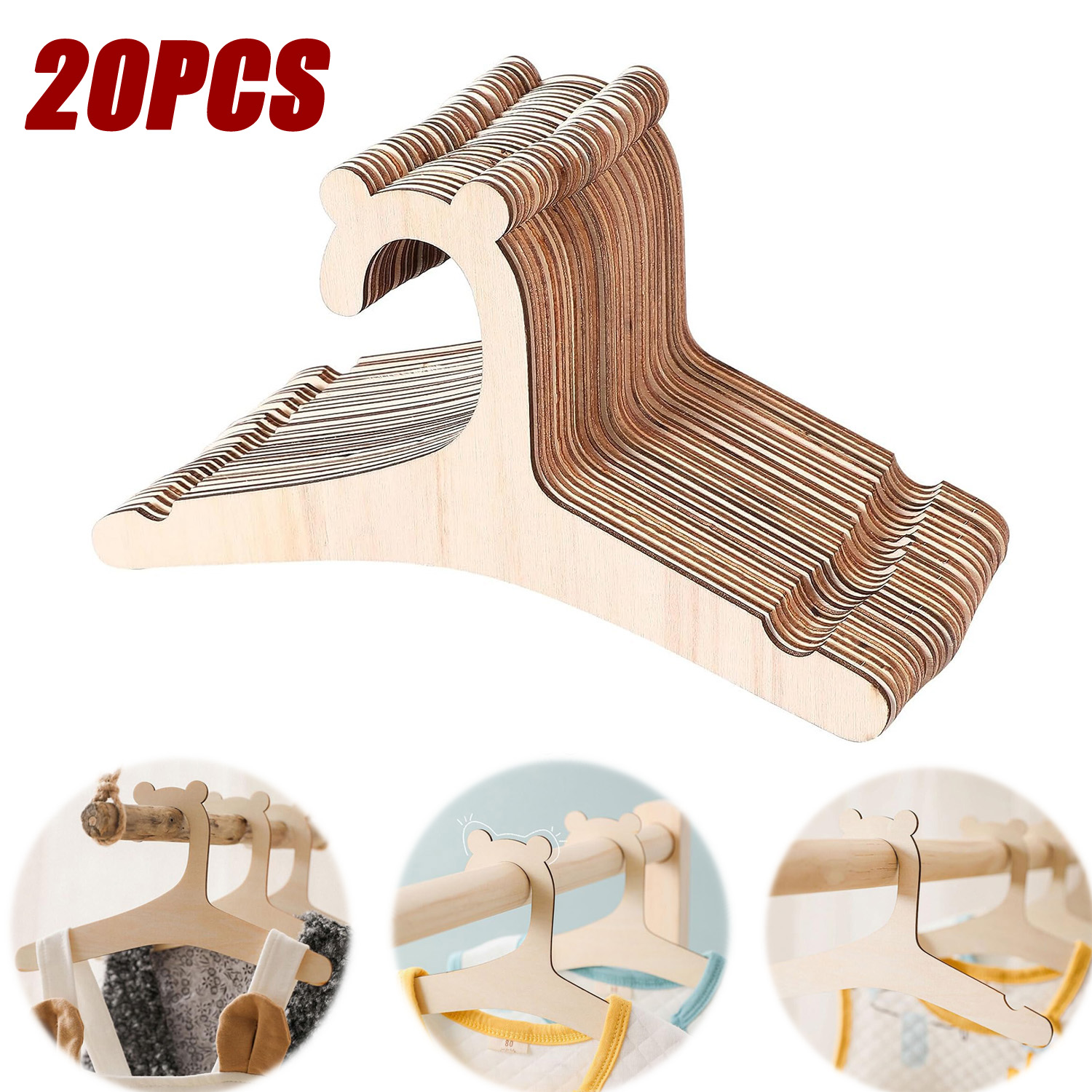 Baby Clothing Drying Rack - Gantungan baju anak, 20pcs rak kayu